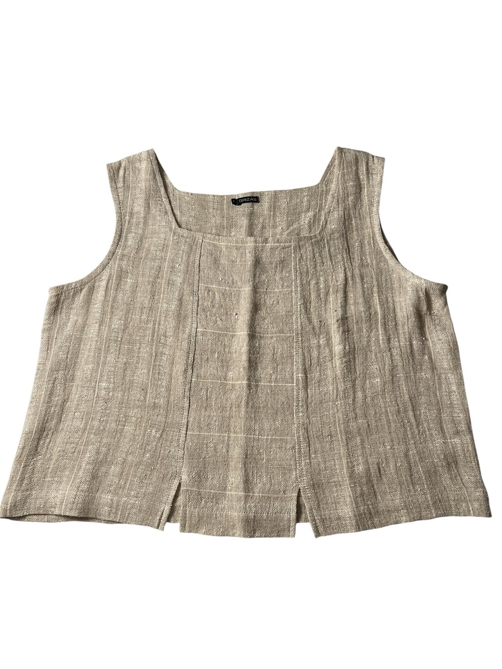 GRIZAS 100% Linen Beige Tank Top Size XL